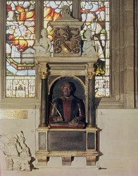 William Shakespeare (1564-1616) emlékműve 1616-23 körül (kő és márvány)